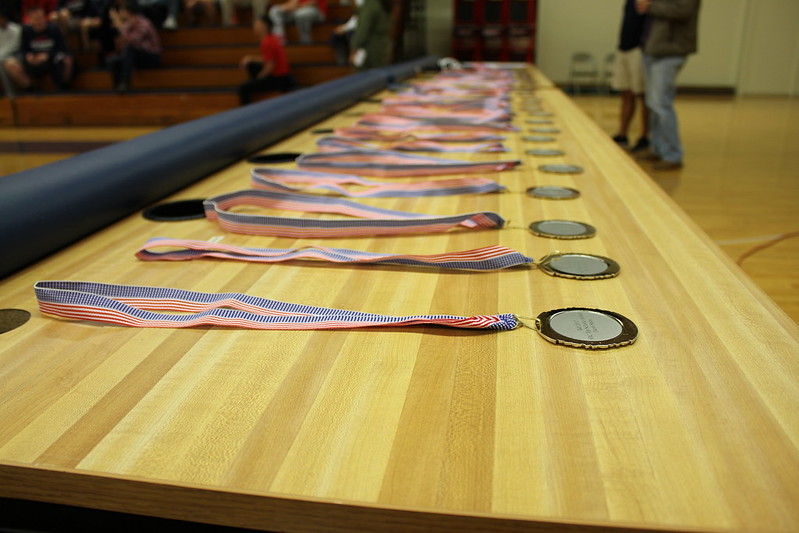 medals laying on the table