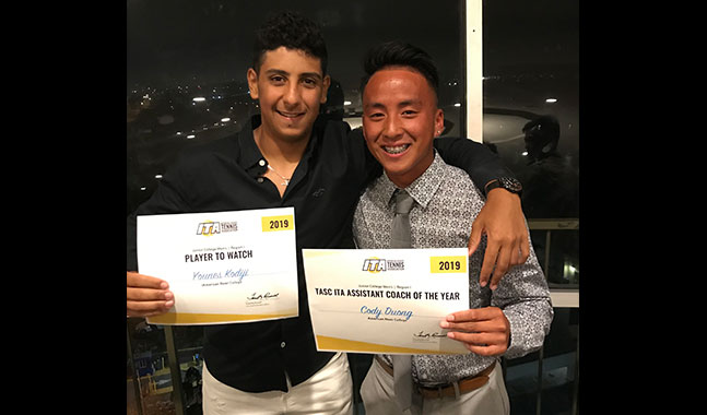 Younes Kodiji (left) and Cody Duong (right) with ITA awards