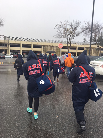 On a wet and cold day the ARC swim and dive team traveled to DeAnza College, the CCCAA State Swim Championships for a 1 day Invite.