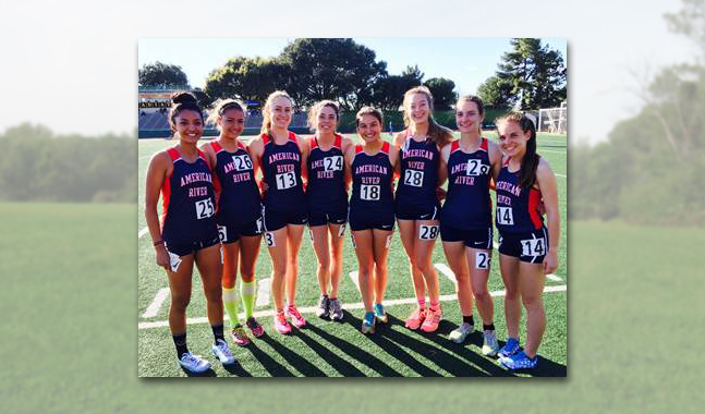 ARC Beavers all Hit Personal Bests in the 5K at the Nor. Cal. Preview in Chabot-  Left to right: Albor, Swingle, Leduc, Montague, Salazar, Velez, Chevreuil and Dodge