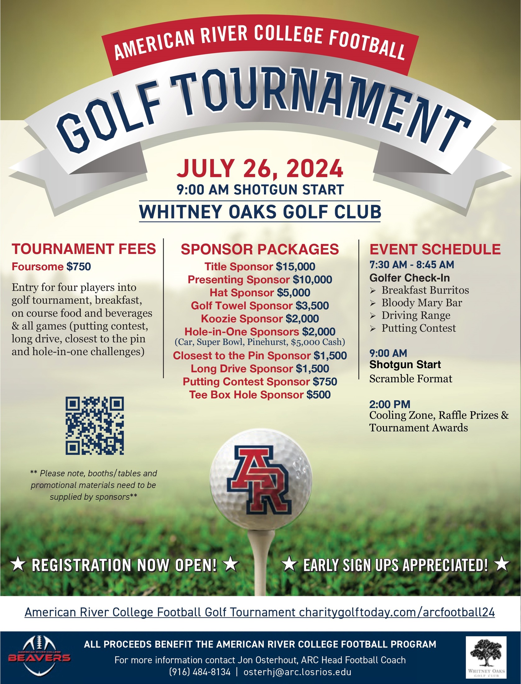 Registration is Open for the 2024 ARC Football Golf Tournament