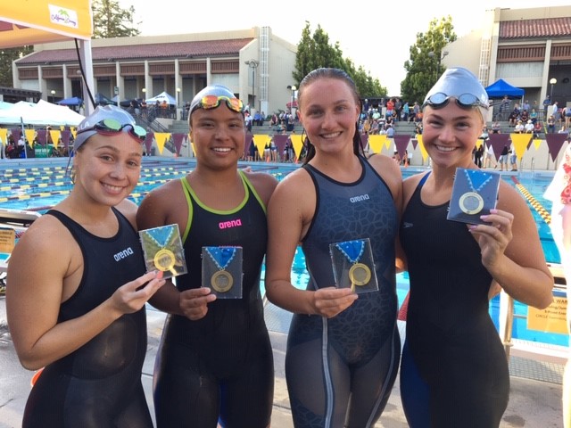 Mackenzie Ayala, Valeria Ugaz, Kiara Green, and Cassidy Barry with their medals